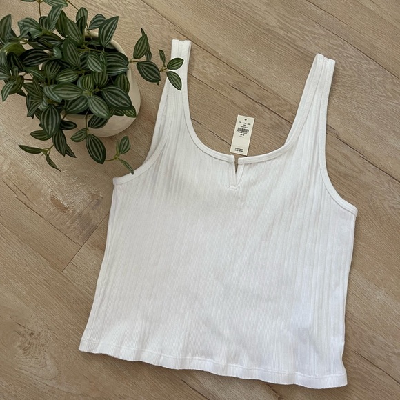 Aerie Notch Neck Cropped Tank Top White - Picture 2 of 7